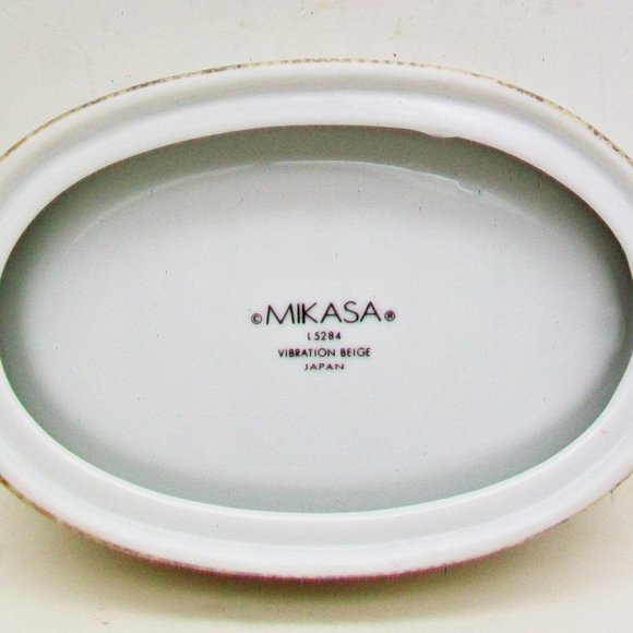 Mikasa VIBRATION Soap Dish L5284 Beige Porcelain Bathroom Vanity Collectible - Picture 3 of 4